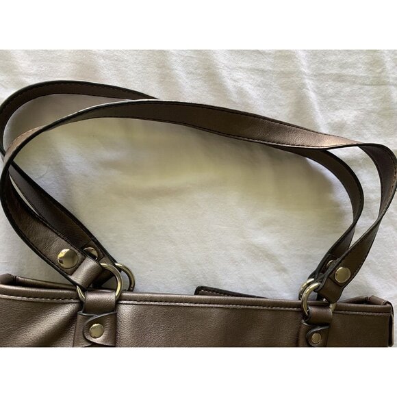 Relic Women Purse Taupe Faux Leather Magenta Flower Applique Boho Metallic Fairy - Picture 8 of 9